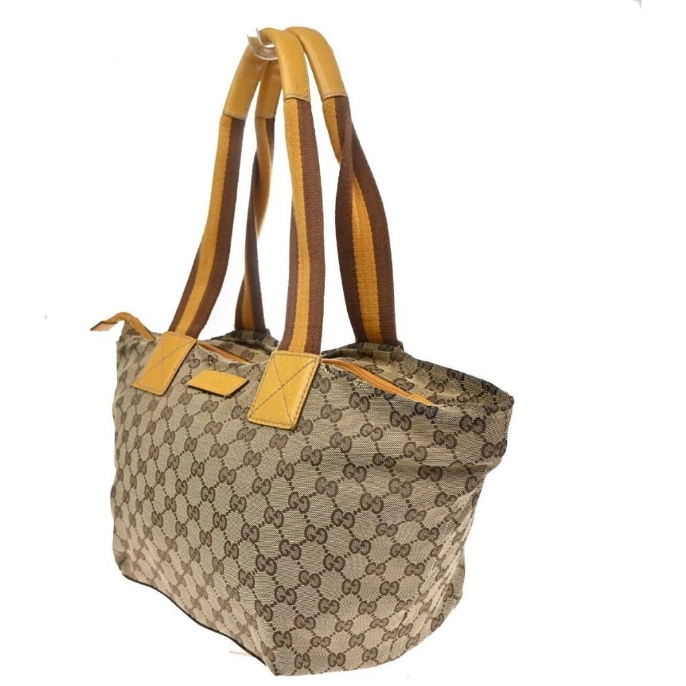 GUCCI GG Canvas Shoulder Tote Bag Leather canvas Yellow Italy 66CA368 - Picture 2 of 14
